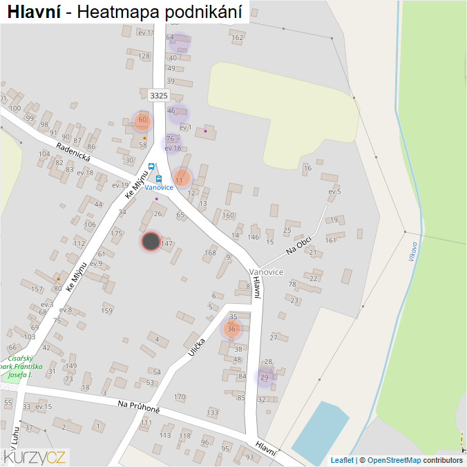 Mapa Hlavní - Firmy v ulici.