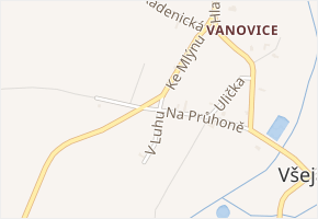 Na Průhoně v obci Všejany - mapa ulice