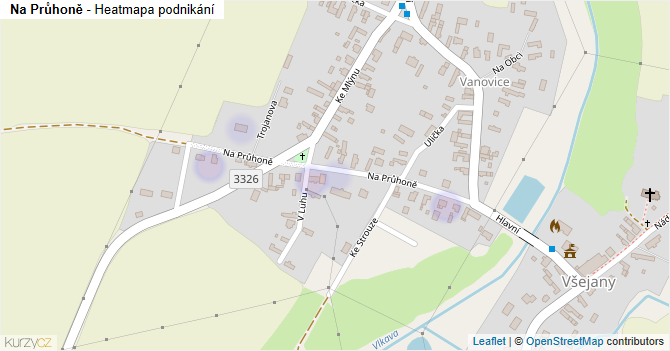 Na Průhoně - mapa podnikání