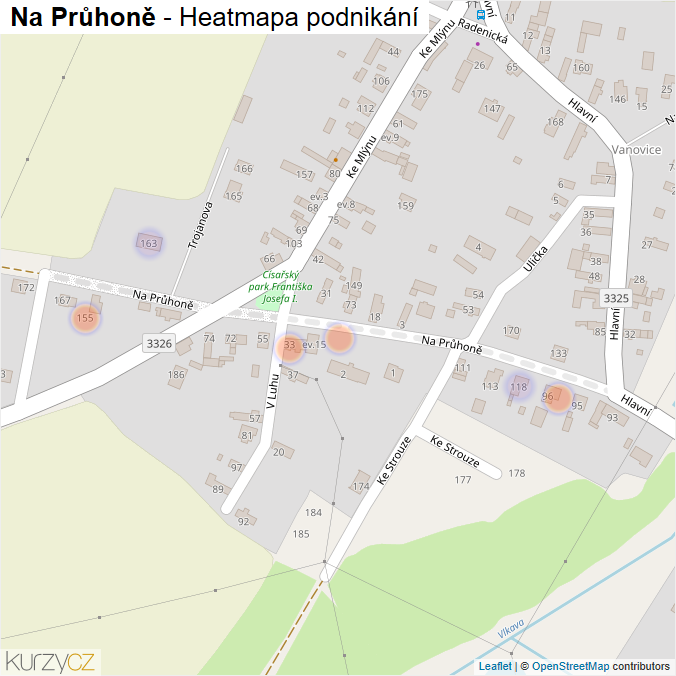 Mapa Na Průhoně - Firmy v ulici.