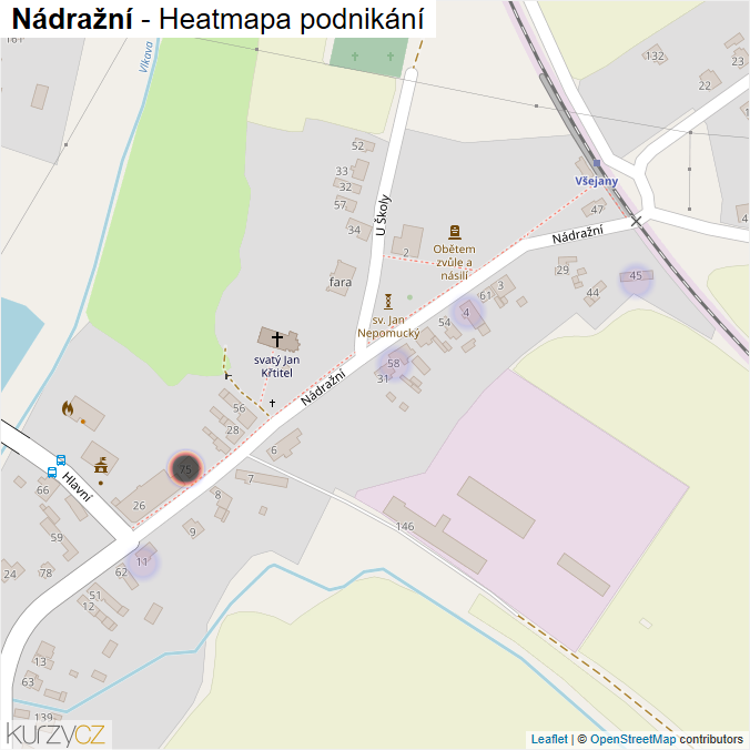 Mapa Nádražní - Firmy v ulici.