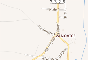 Radenická v obci Všejany - mapa ulice