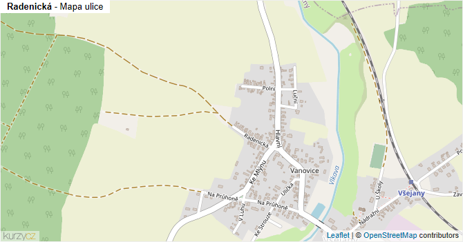 Radenická - mapa ulice