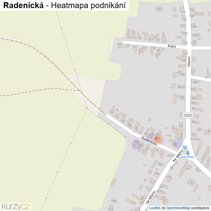 Mapa Radenická - Firmy v ulici.