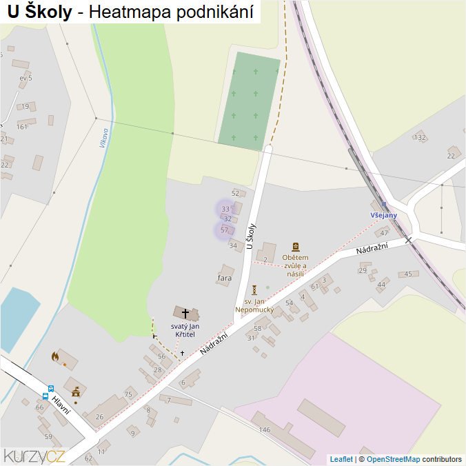 Mapa U Školy - Firmy v ulici.