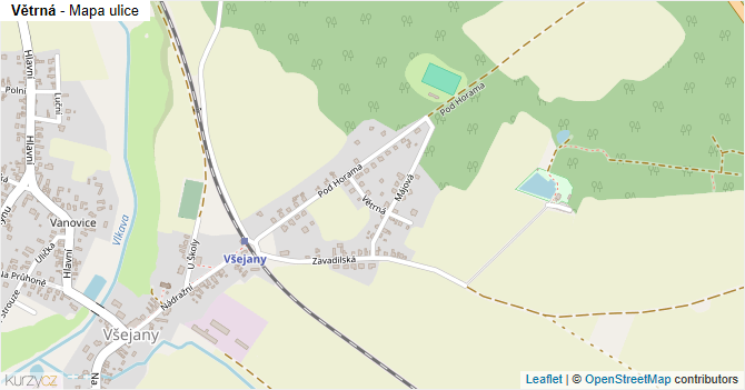 Větrná - mapa ulice
