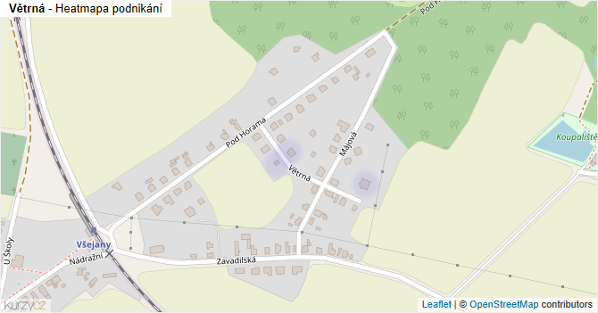 Větrná - mapa podnikání