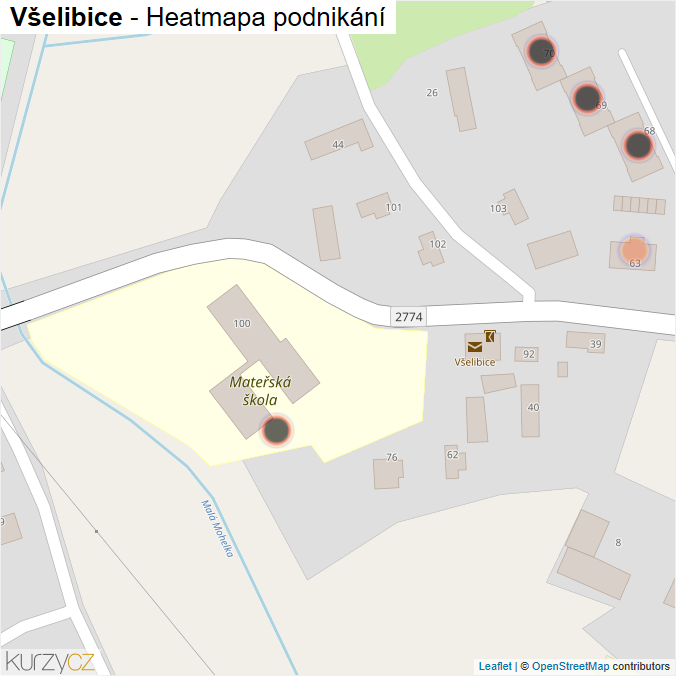 Mapa Všelibice - Firmy v obci.