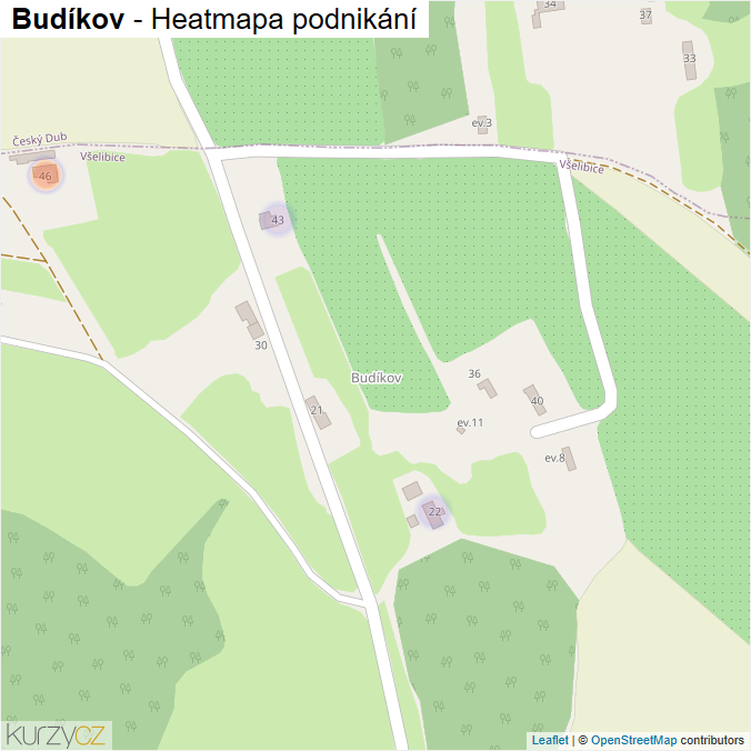 Mapa Budíkov - Firmy v části obce.