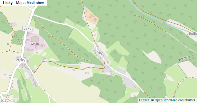 Lísky - mapa části obce