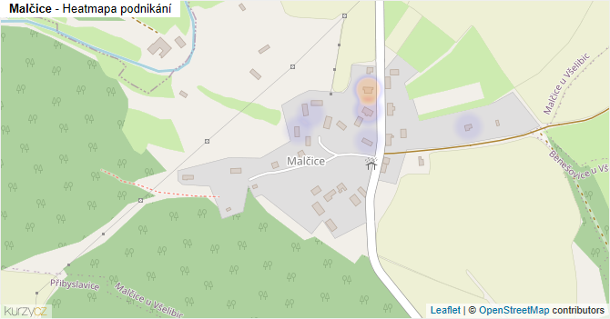 Malčice - mapa podnikání