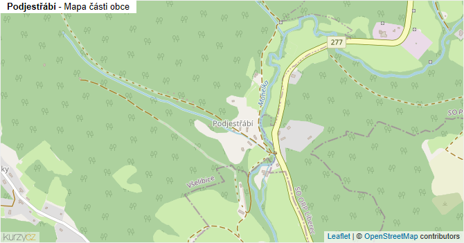 Podjestřábí - mapa části obce