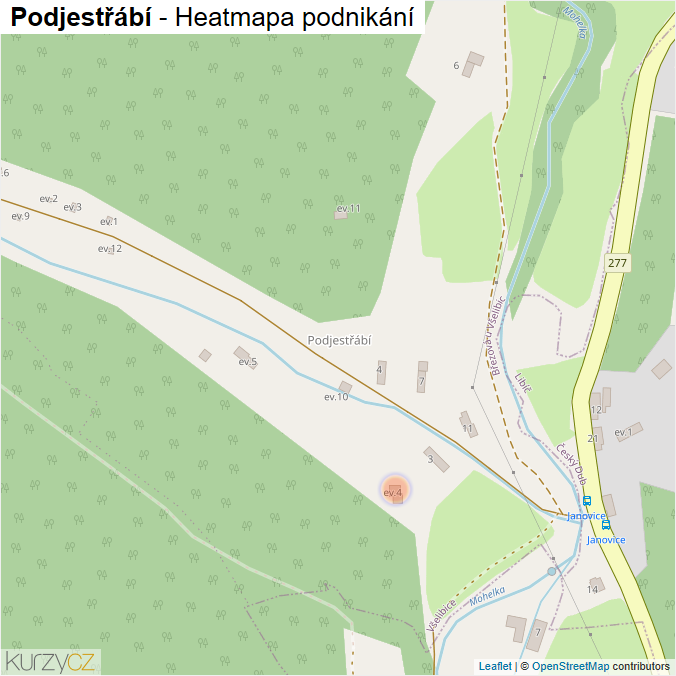 Mapa Podjestřábí - Firmy v části obce.