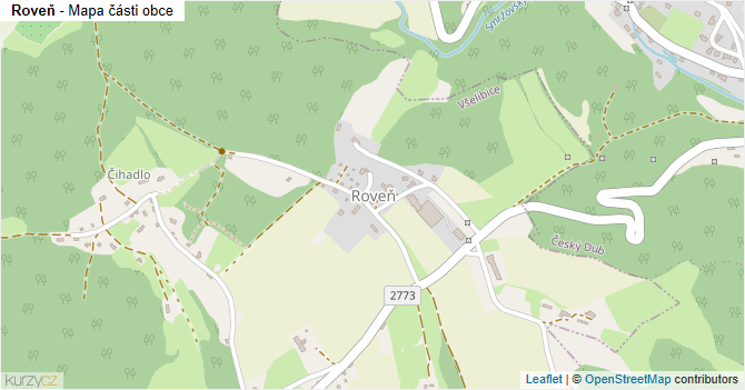 Roveň - mapa části obce