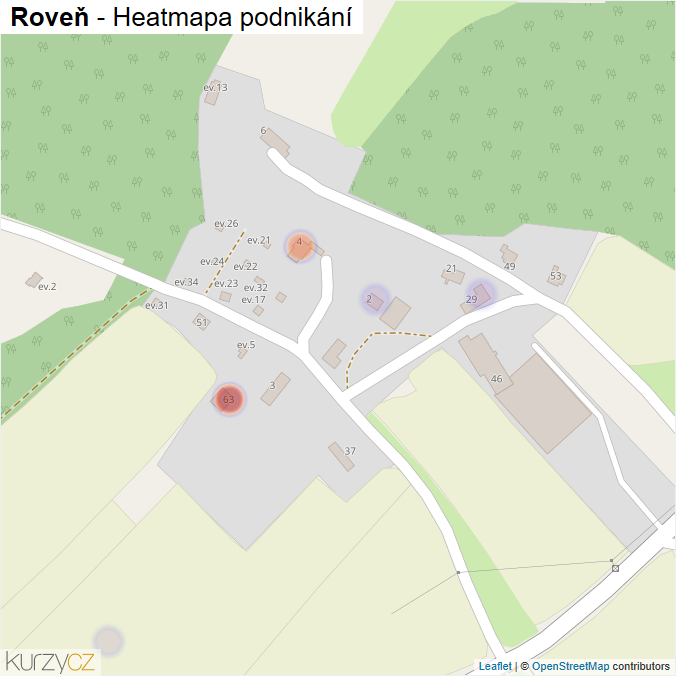 Mapa Roveň - Firmy v části obce.