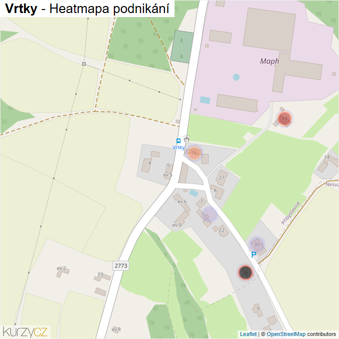 Mapa Vrtky - Firmy v části obce.