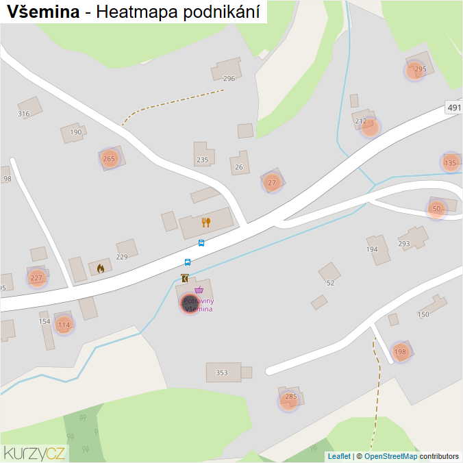 Mapa Všemina - Firmy v obci.