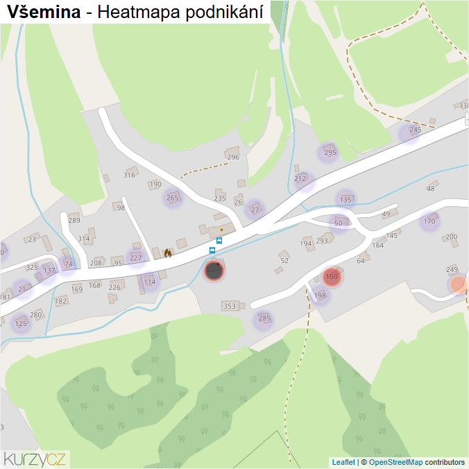 Mapa Všemina - Firmy v části obce.