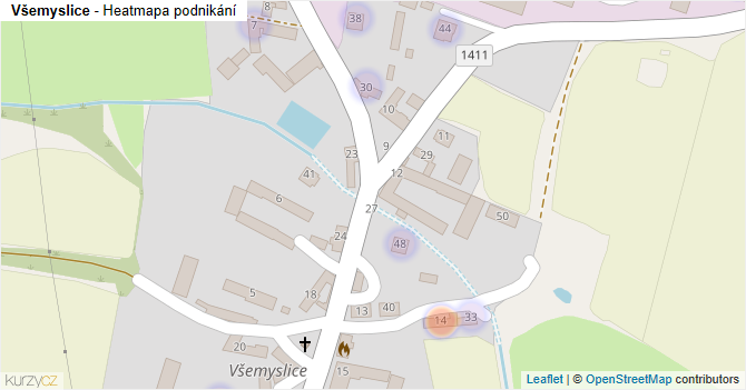 Všemyslice - mapa podnikání