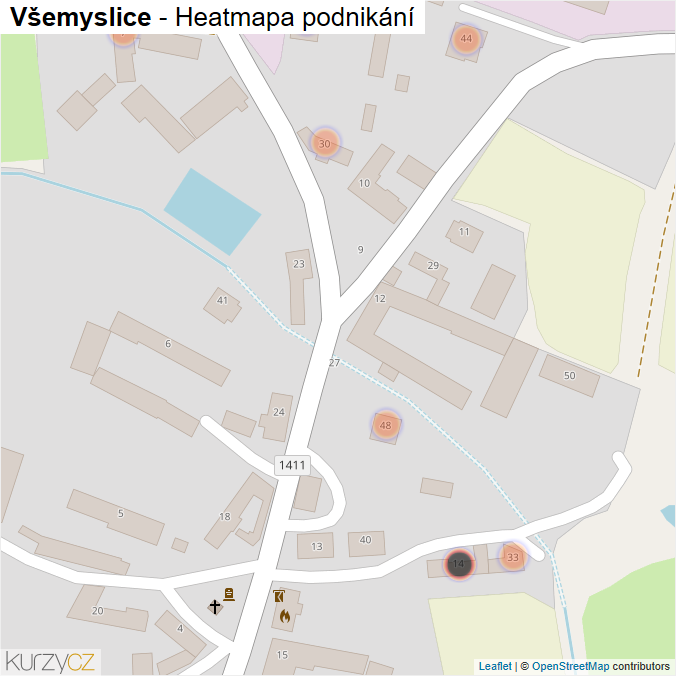 Mapa Všemyslice - Firmy v obci.