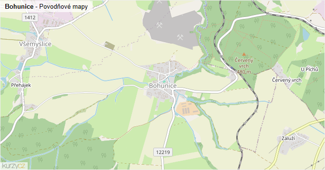 Bohunice - záplavové mapy stoleté vody