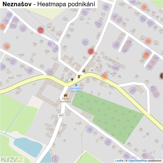 Mapa Neznašov - Firmy v části obce.