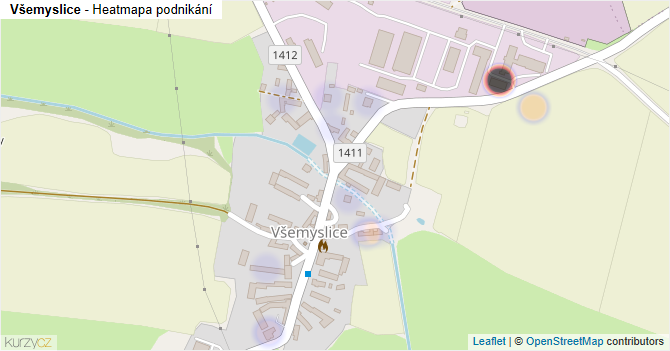 Všemyslice - mapa podnikání