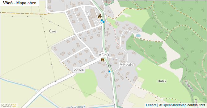 Všeň - mapa obce