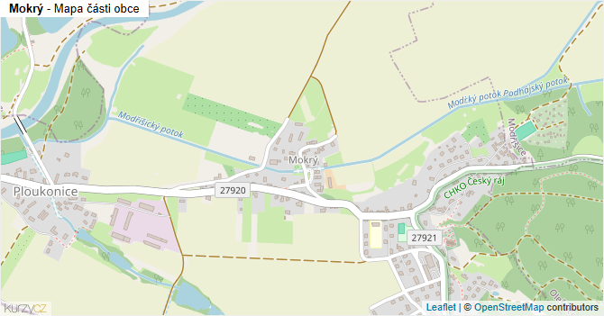 Mokrý - mapa části obce