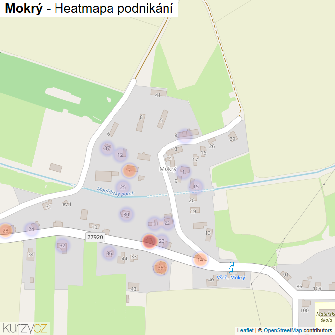 Mapa Mokrý - Firmy v části obce.