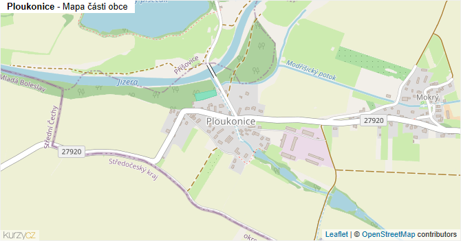 Ploukonice - mapa části obce