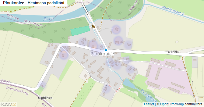 Ploukonice - mapa podnikání