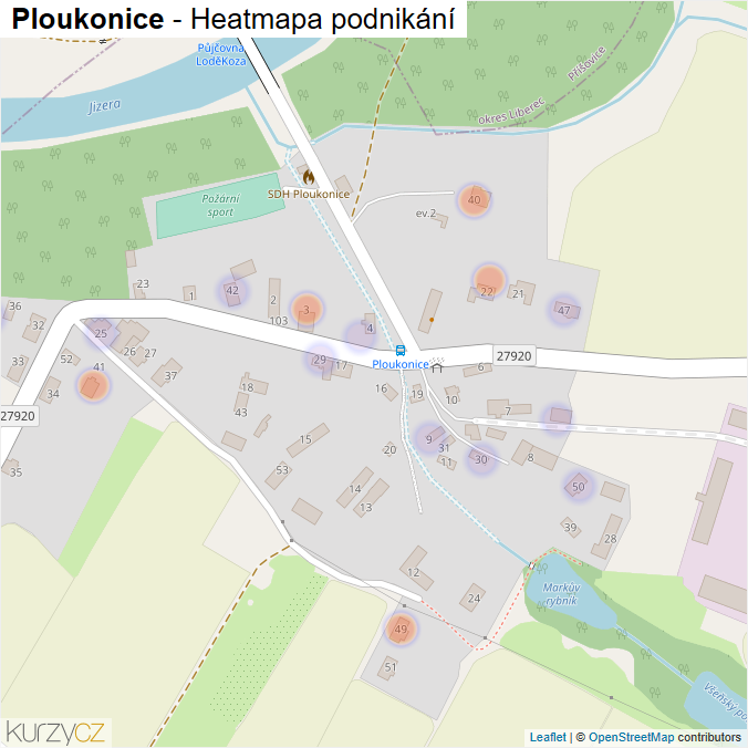 Mapa Ploukonice - Firmy v části obce.