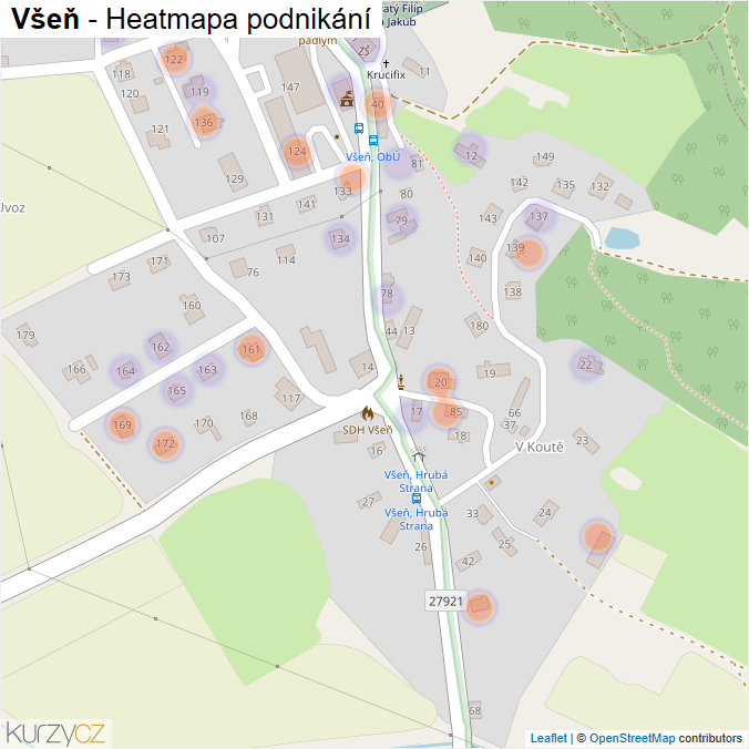 Mapa Všeň - Firmy v části obce.