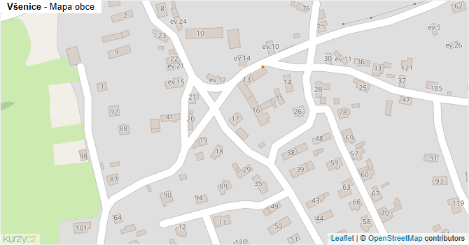 Všenice - mapa obce