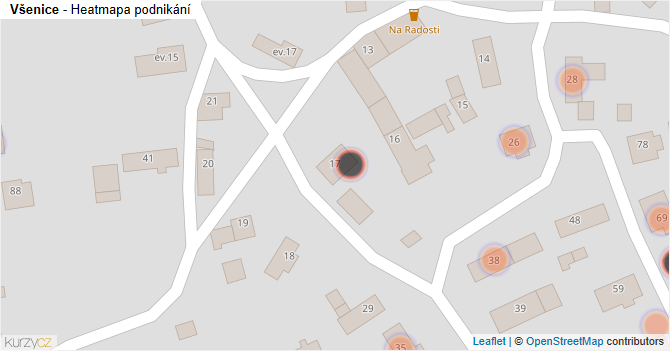 Všenice - mapa podnikání