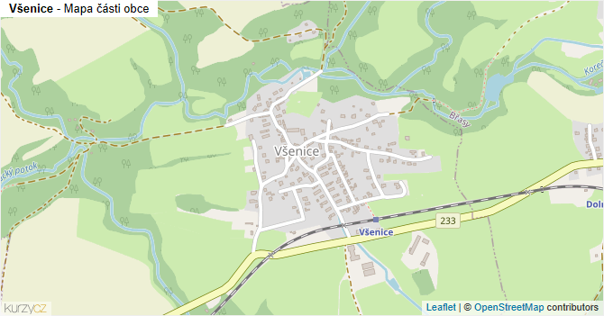 Všenice - mapa části obce