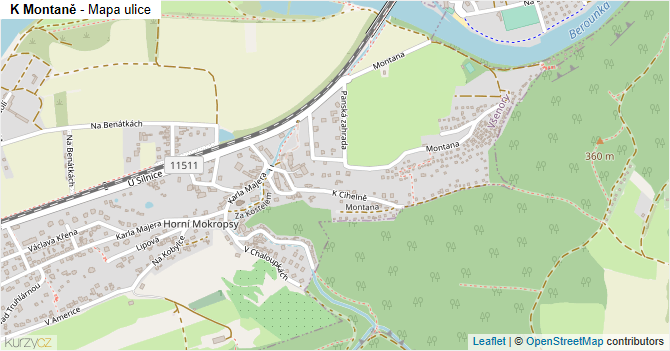 K Montaně - mapa ulice