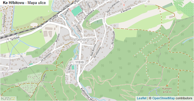 Ke Hřbitovu - mapa ulice