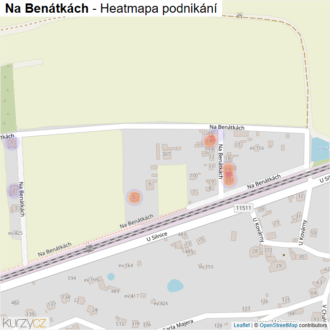 Mapa Na Benátkách - Firmy v ulici.