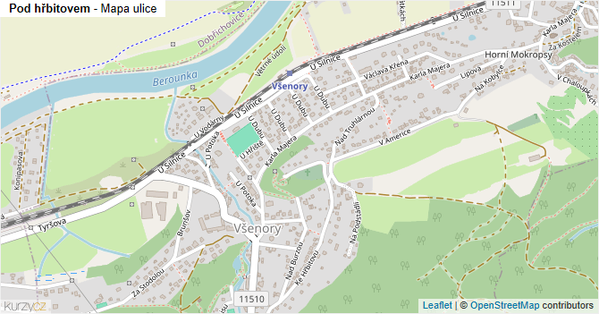 Pod hřbitovem - mapa ulice