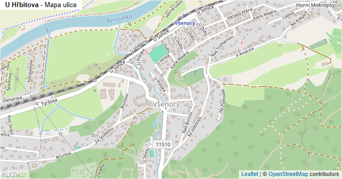U Hřbitova - mapa ulice