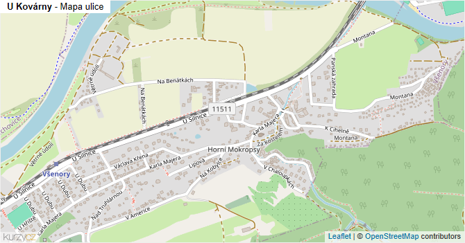 U Kovárny - mapa ulice