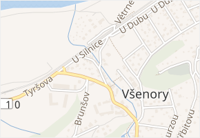 U Potoka v obci Všenory - mapa ulice