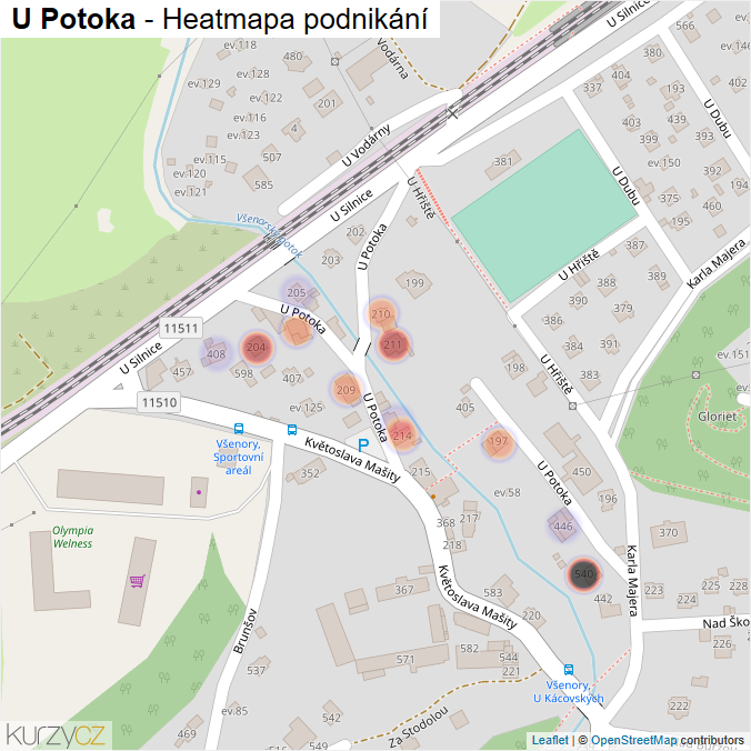 Mapa U Potoka - Firmy v ulici.