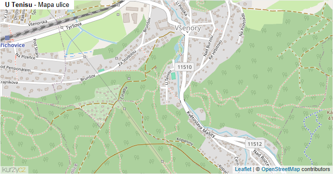 U Tenisu - mapa ulice