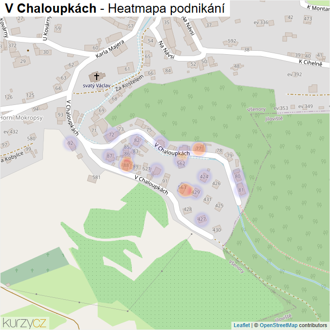 Mapa V Chaloupkách - Firmy v ulici.