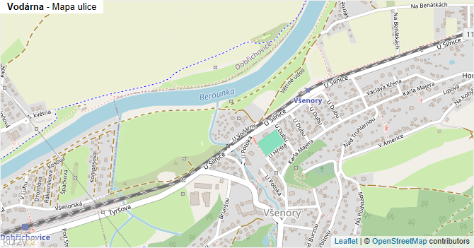 Vodárna - mapa ulice
