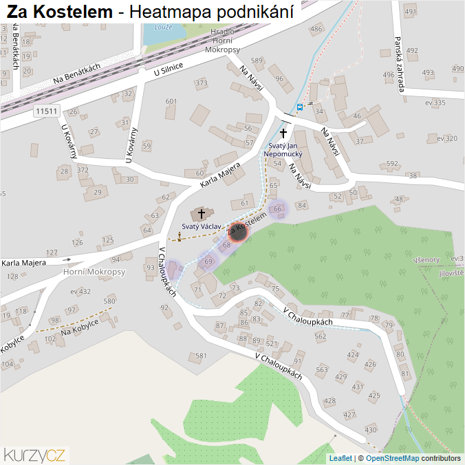 Mapa Za Kostelem - Firmy v ulici.