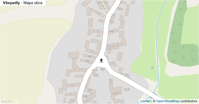 Všepadly - mapa obce